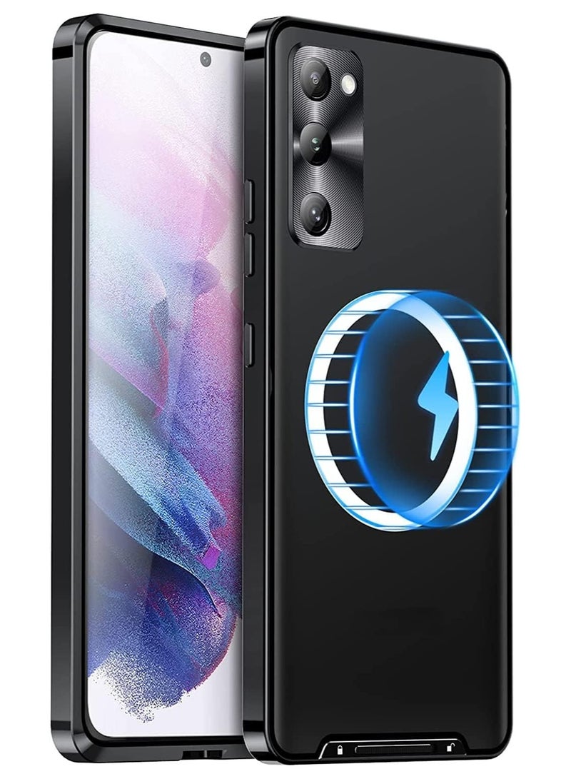 Case for Galaxy S20 FE/S20 FE 5G/S20 FE 2022, Compatible with Mag-safe Magnetic Adsorption Metal Bumper Back Frosted PC Cover for Galaxy S20 FE - Image 1